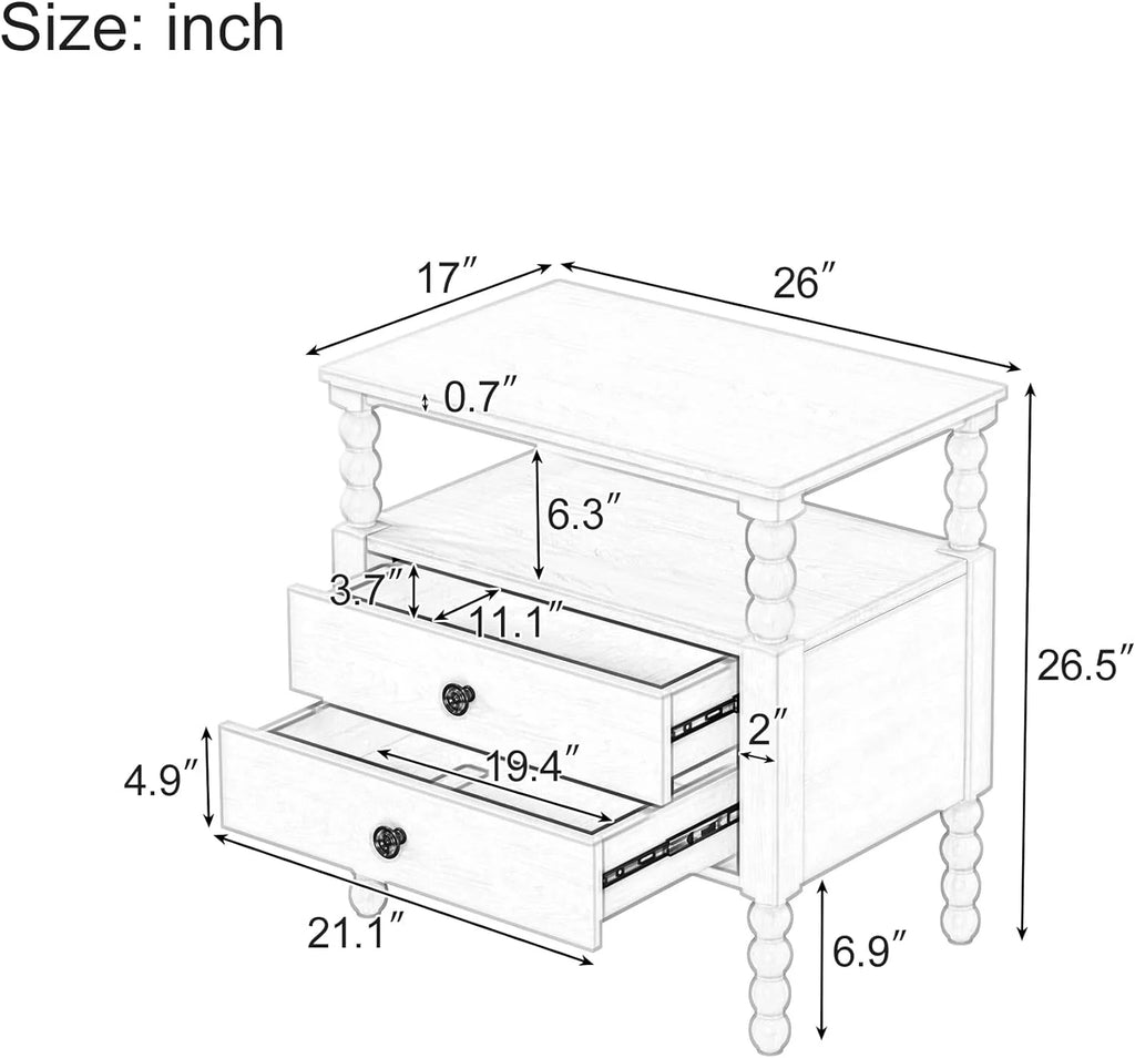 3Pcs Bedroom Set With 2 Nightstands, Queen Size Bed Frame With Gourd Shaped Headboard And Footboard, Solid Wood Platform Bed, No Spring Box Required,