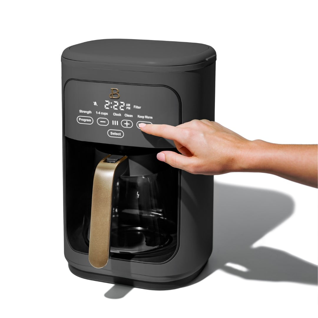 Beautiful 14-Cup Programmable Drip Coffee Maker with Touch-Activated Display, White Icing by Drew Barrymore