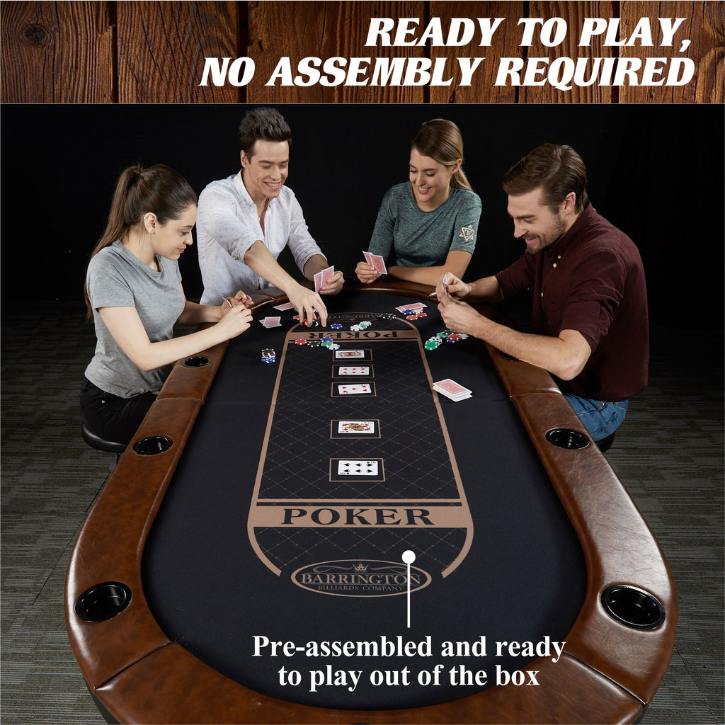 Barrington Premium Charleston 10 Player Brown Poker Table, No Assembly Required