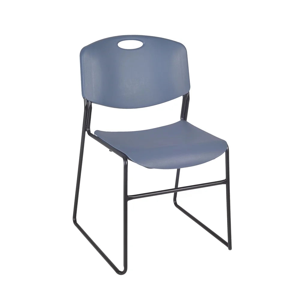 Belen Kox 60" x 24" Kee Training Table- Grey/ Chrome & 2 Zeng Stack Chairs- Blue