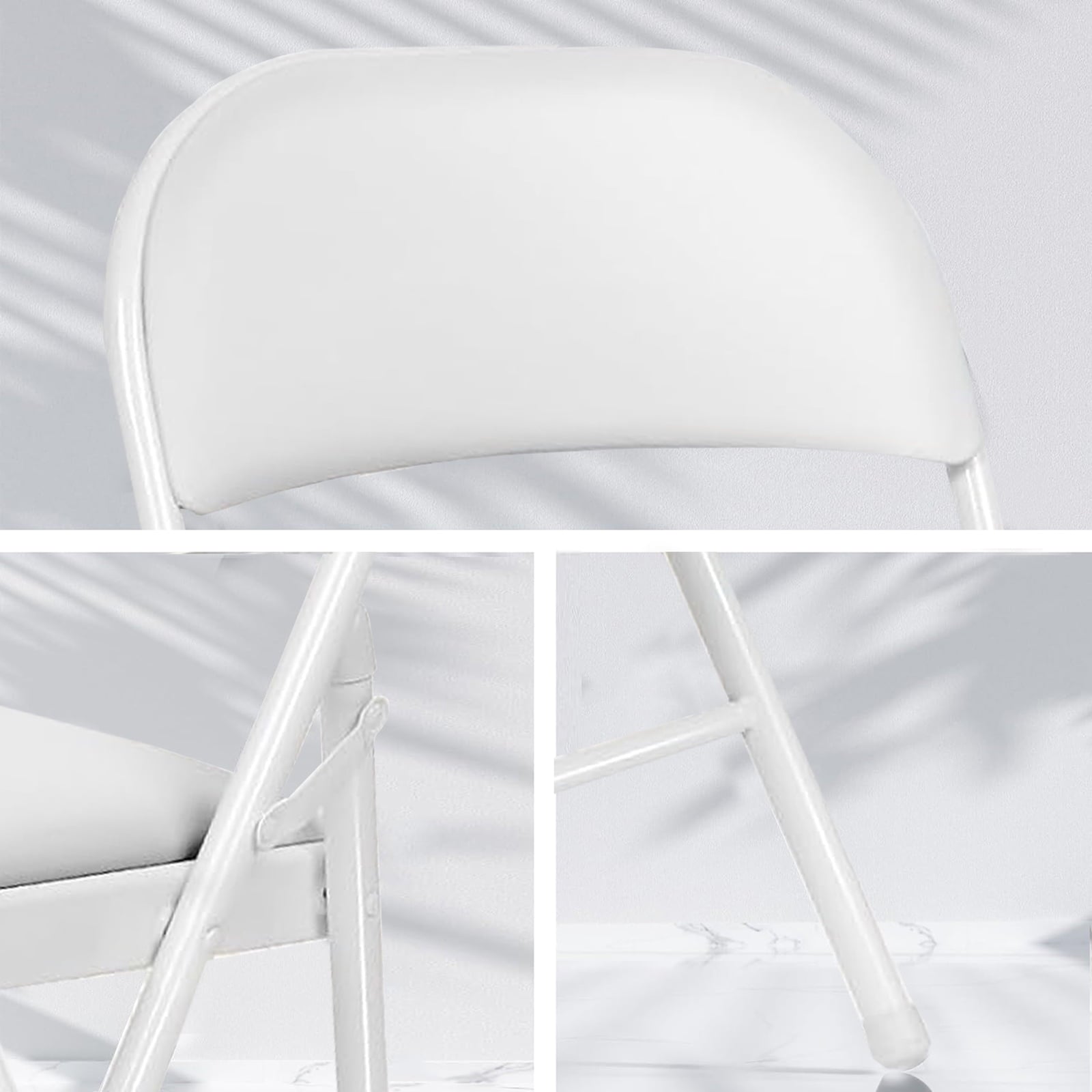 AKIUDEX 6 Pack White Folding Chairs with Padded Seats for Outdoor & Indoor