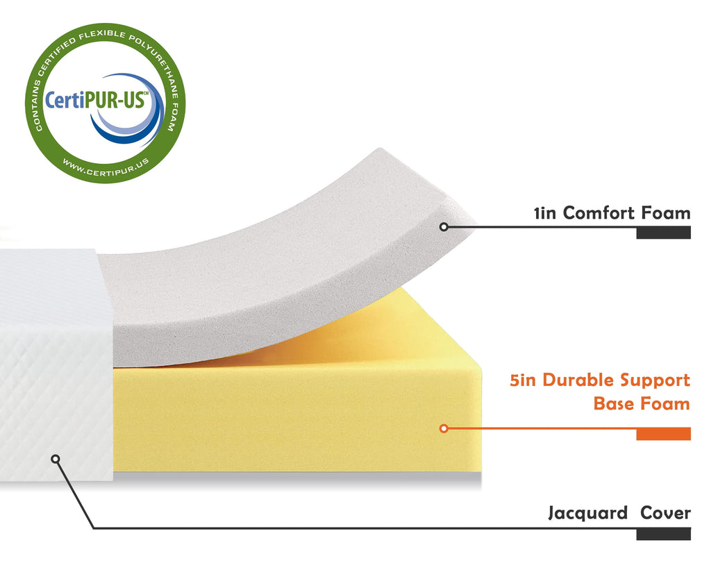 6 Inch Gel Memory Foam Mattress Twin Size Mattress Bamboo Charcoal Infused Mattress in a Box Medium-Firm Pressure Relief&Temperature Regulation CertiPUR-US Certified,Fiberglass Free,White