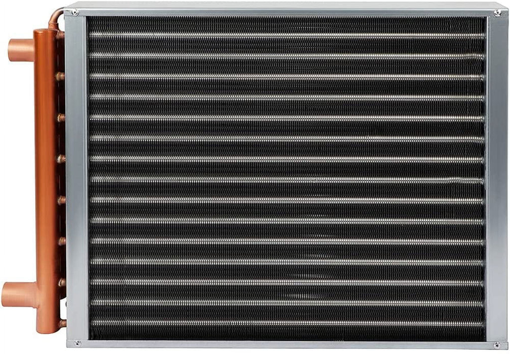 16"x18" Heat Exchanger Water To Air, Forced Air Heating with 1" Copper Ports Hot Water Coil for Outdoor Wood Furnaces, Residential Heating