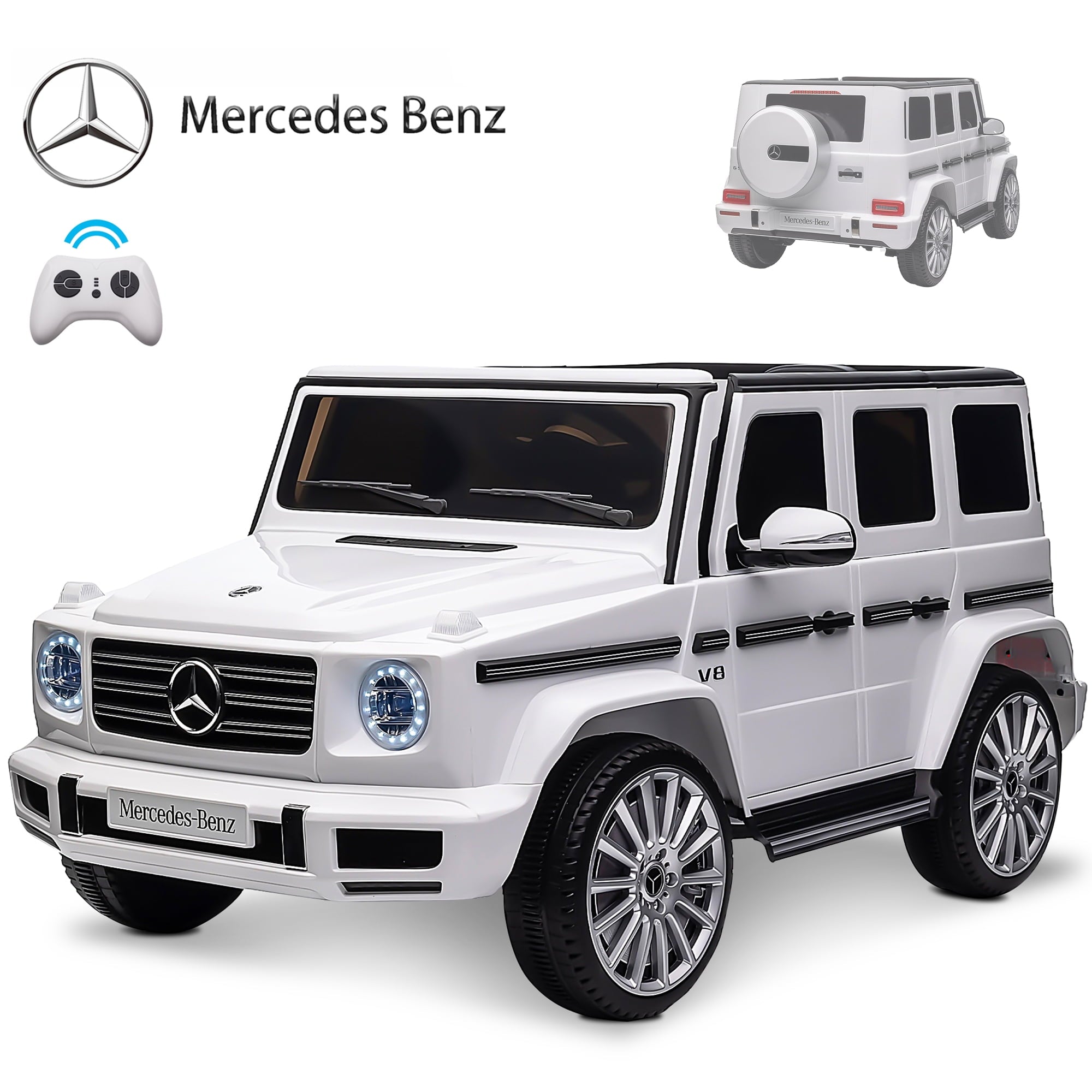 24V Ride on Car with Remote Control for Kids Mercedes Benz Ride on Car Toy for Boys and Girls 3-6 Years Old, Electric Vehicle, Bluetooth, LED Light, White