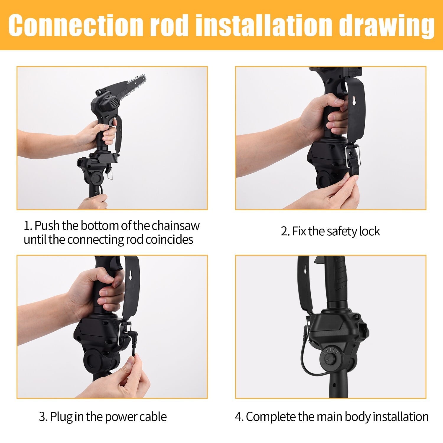 2-in-1 Cordless Pole Saw, Mini Chainsaw & Cordless Pole Saw 6inch 4inch, with Retractable Extension Rod Max Length 6 Feet, with 2 Replaceable 24V Batteries for Tree Trimming