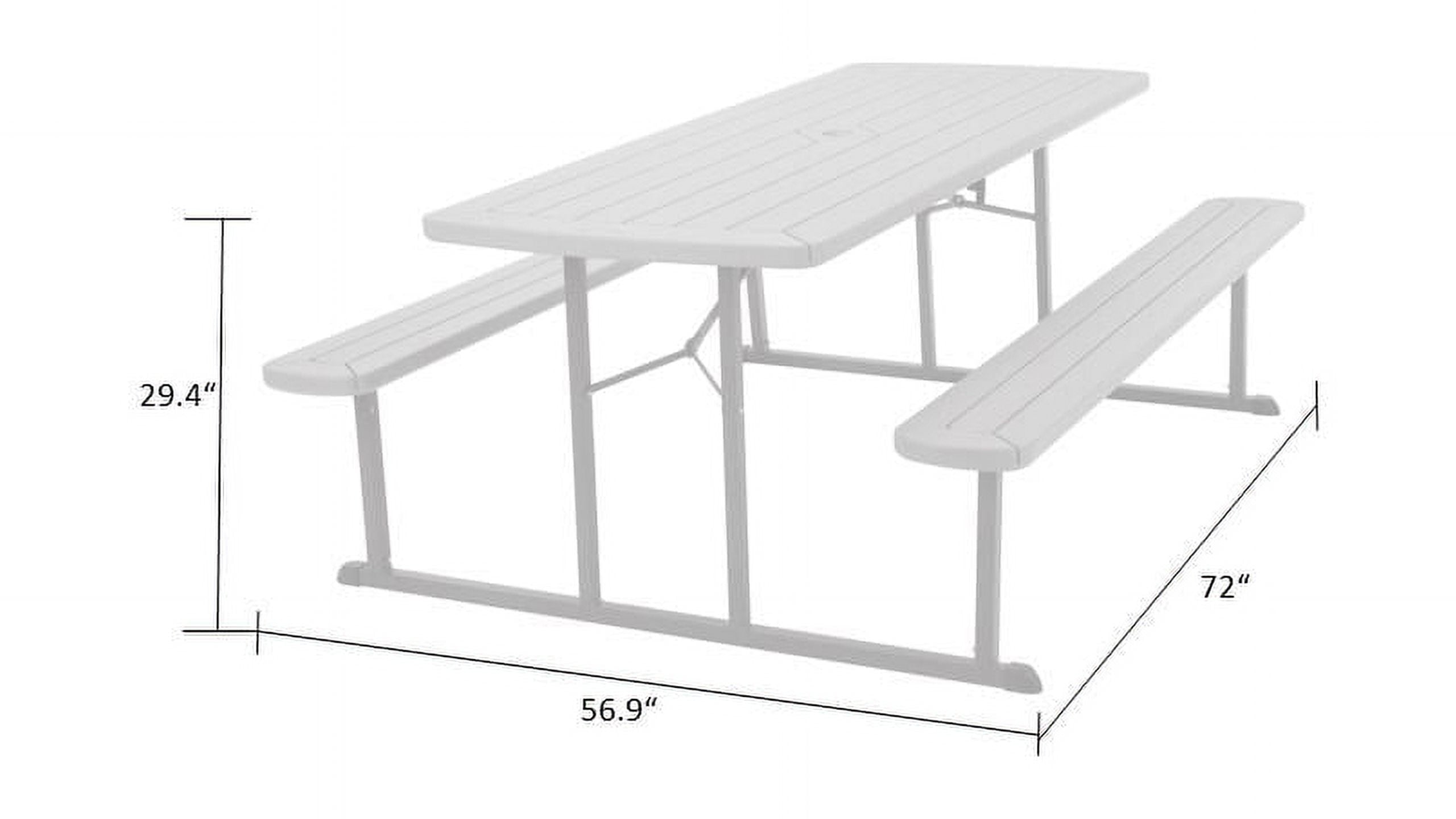 6 ft. Folding Blow Mold Picnic Table, Taupe Wood Grain with Brown Legs