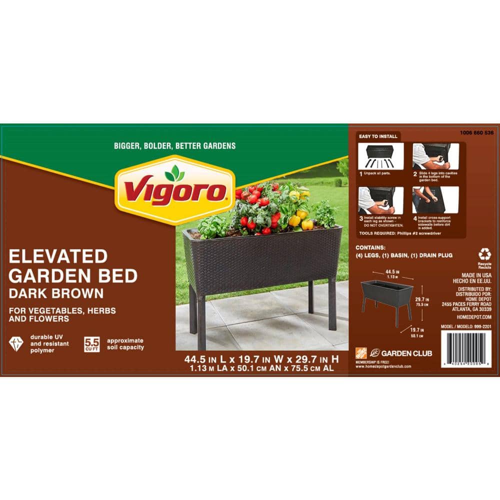 44.5 in. W x 15.25 in. H Easy Grow Elevated Resin Garden Bed Large