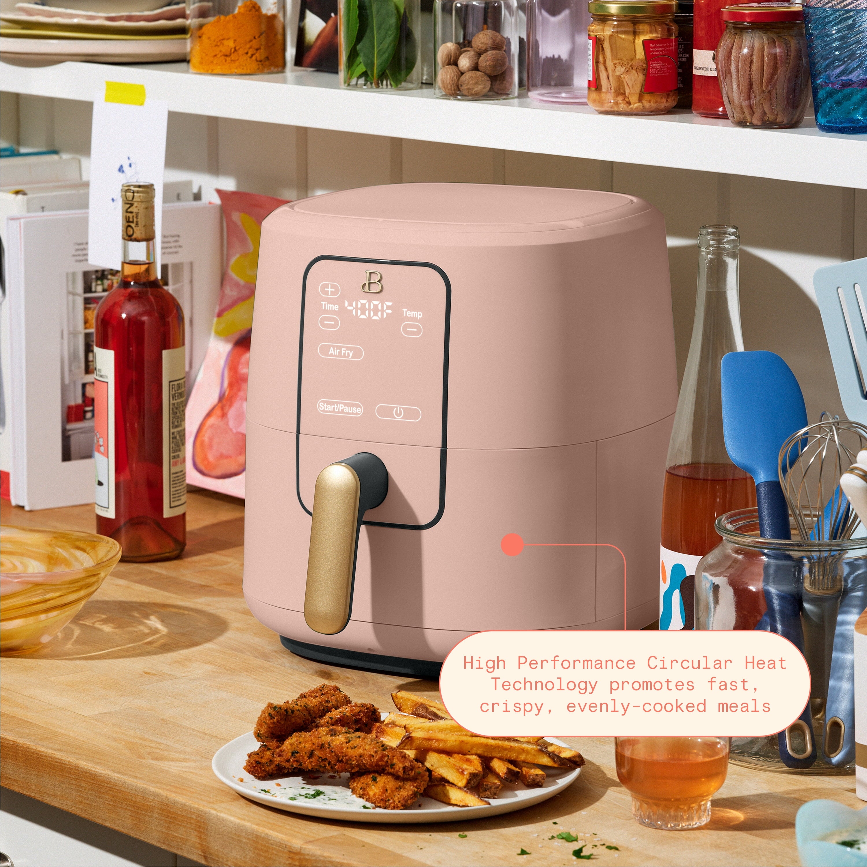 Beautiful 6 Qt Air Fryer with TurboCrisp Technology and Touch-Activated Display, White Icing by Drew Barrymore