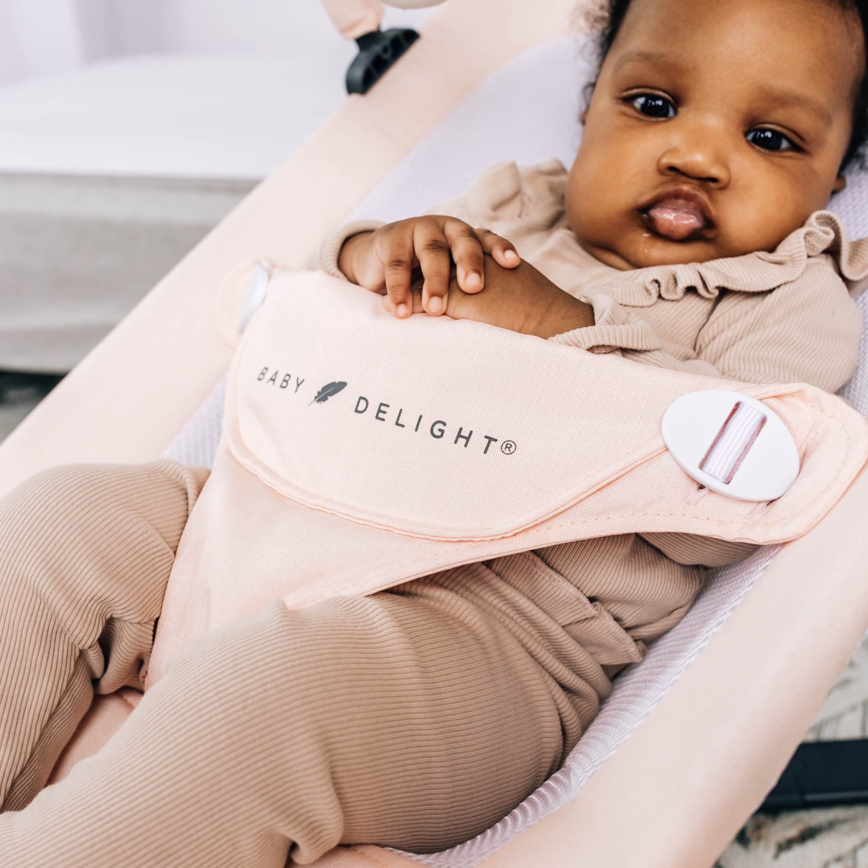 Baby Delight Alpine Deluxe Portable Infant Bouncer - for Use 0-6 Months- Quilted Indigo