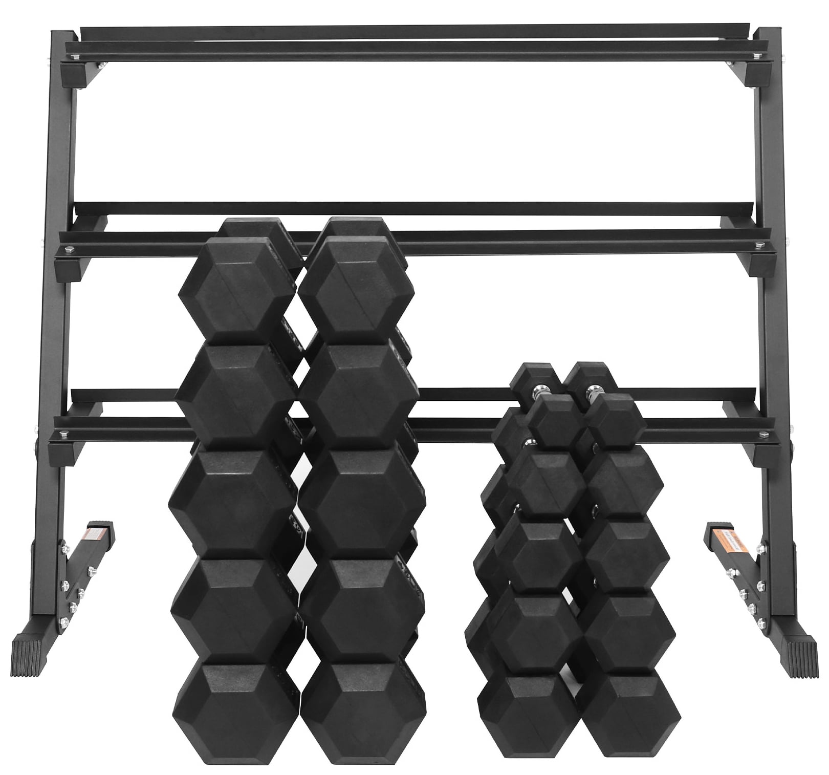 BalanceFrom 100LB Rubber Coated Hex Dumbbell Weight Set with A-Frame Rack, 5-20 lbs Pairs