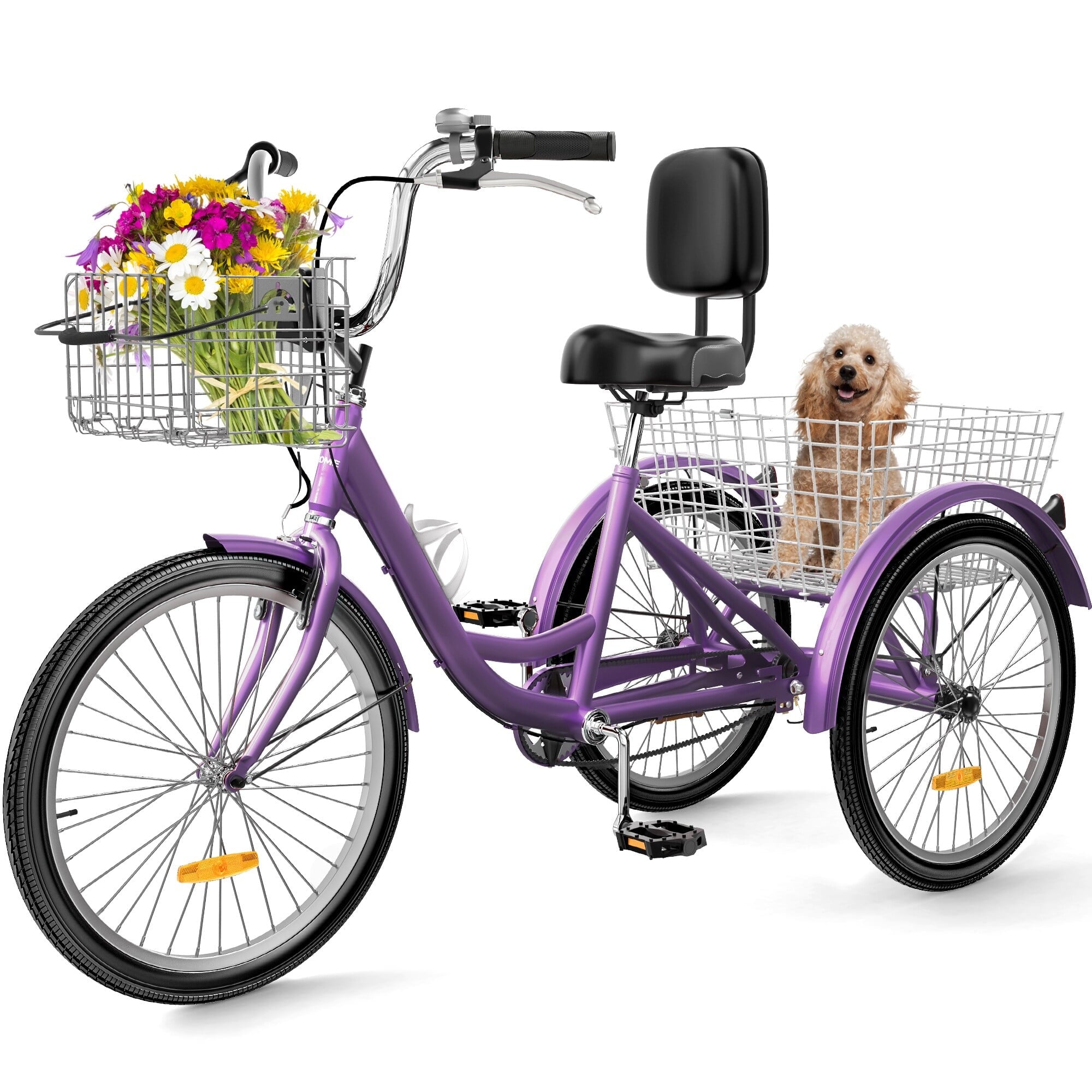 26" Adult Tricycle 3 Wheel Bikes 1 Speed Trike Bike 24" - Blue