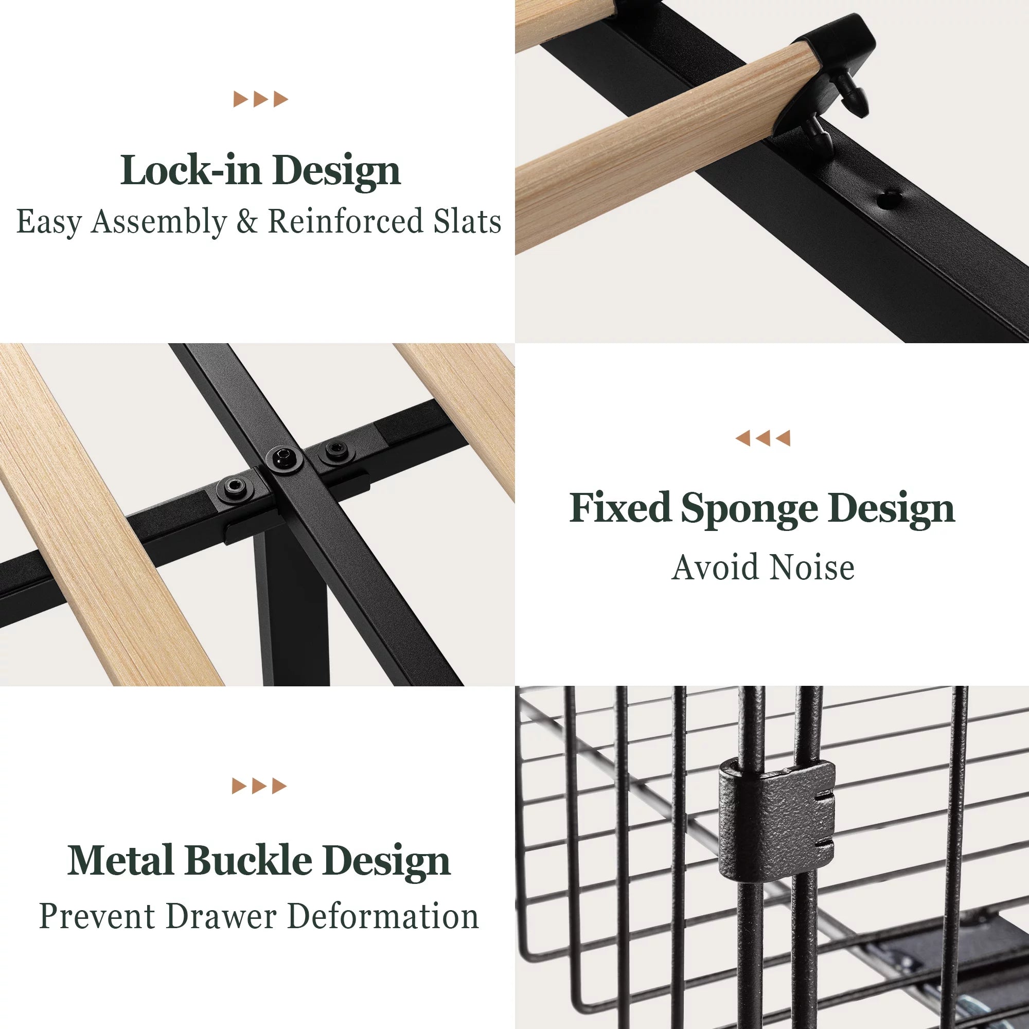 Amolife King Size Faux Leather Platform Bed Frame with 4 Storage Drawers, Button Tufted Style, Black Brown