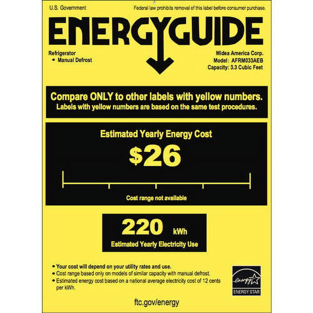 Arctic King 3.3 Cu ft Single Door Mini Fridge, Black