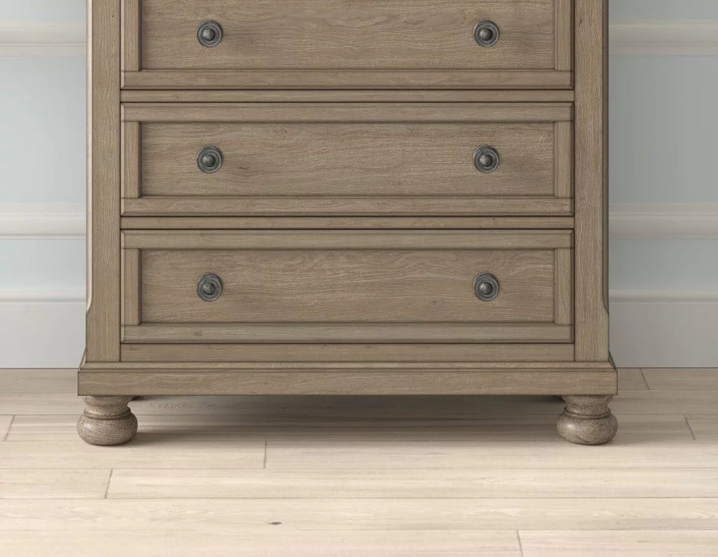 Bedroom Chest 1pc Wire Brushed Gray Finish Birch Veneer Drawers with Ball Bearing Glides Transitional Furniture
