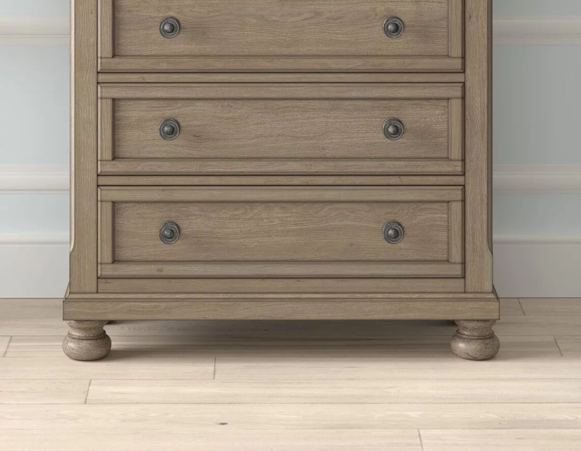 Bedroom Chest 1pc Wire Brushed Gray Finish Birch Veneer Drawers with Ball Bearing Glides Transitional Furniture