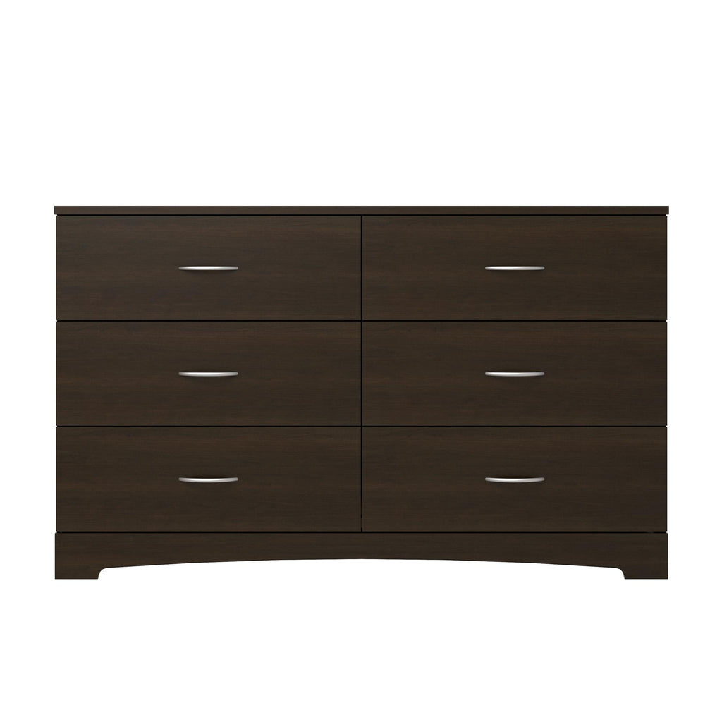 Ameriwood Home Lennon Tall 5 Drawer Dresser, Medium Brown and Faux Rattan