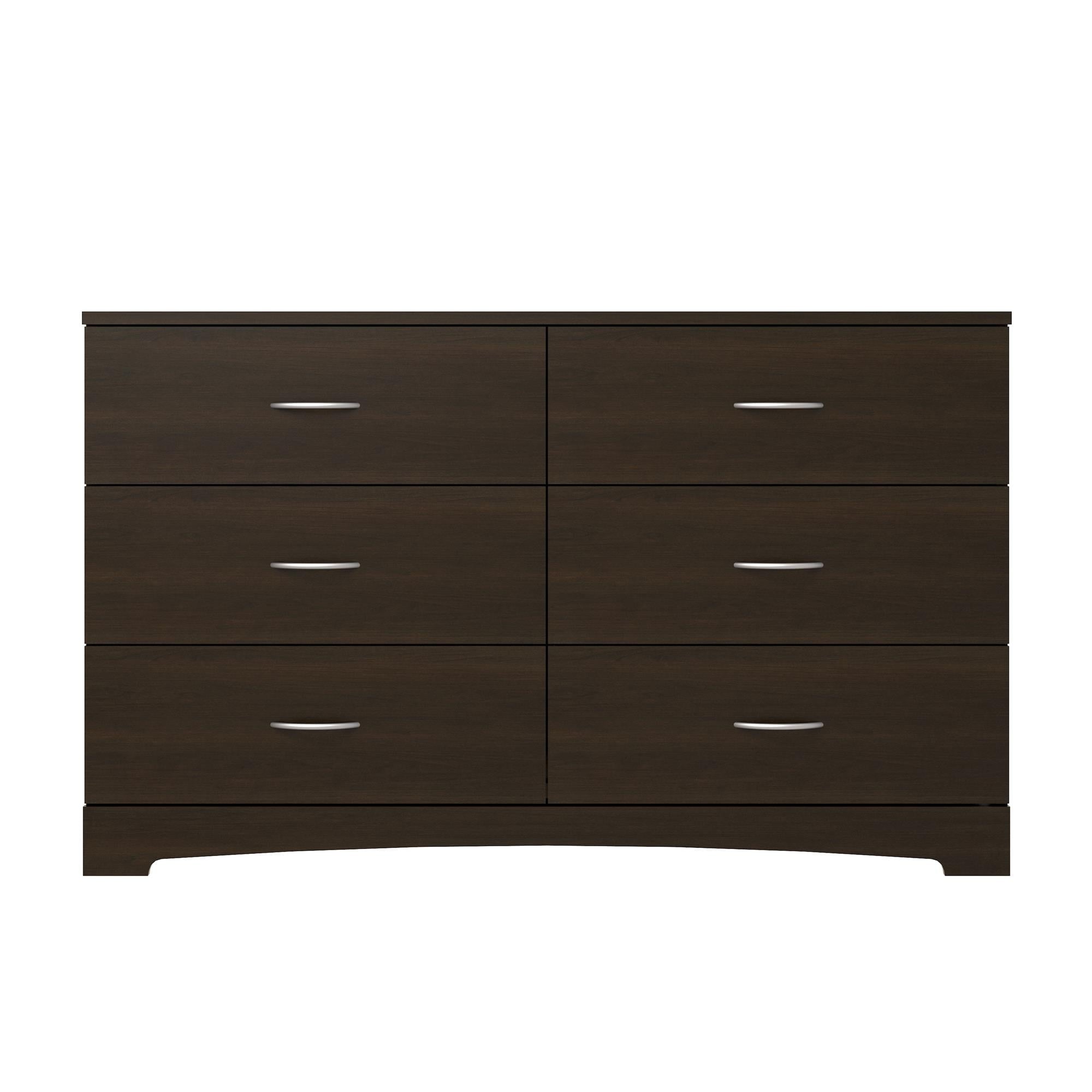 Ameriwood Home Lennon Tall 5 Drawer Dresser, Medium Brown and Faux Rattan