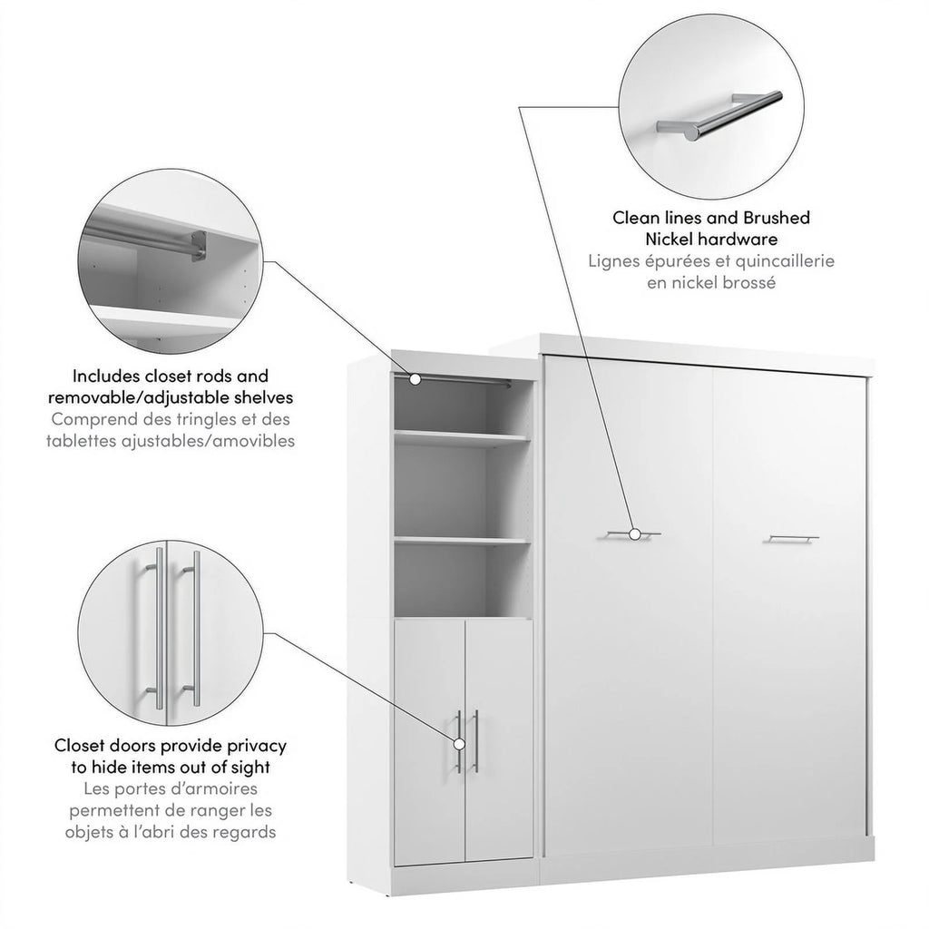 Atlin Designs 90" Engineered Wood Queen Wall Bed Kit in White