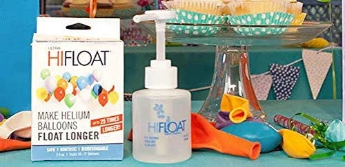 Balloon Time Disposable Helium Tank 14.9-50 Latex Party Balloons and Curling Ribbon + Hi float - Plus Drawstring Backpack Bag