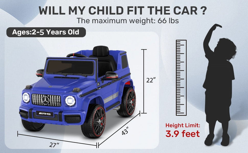 12Volt 1 Seater Mercedes-Benz G63 Licensed Powered Ride on Toy with Remote Control, Gift for Kids Aged 2~4 Years -Red