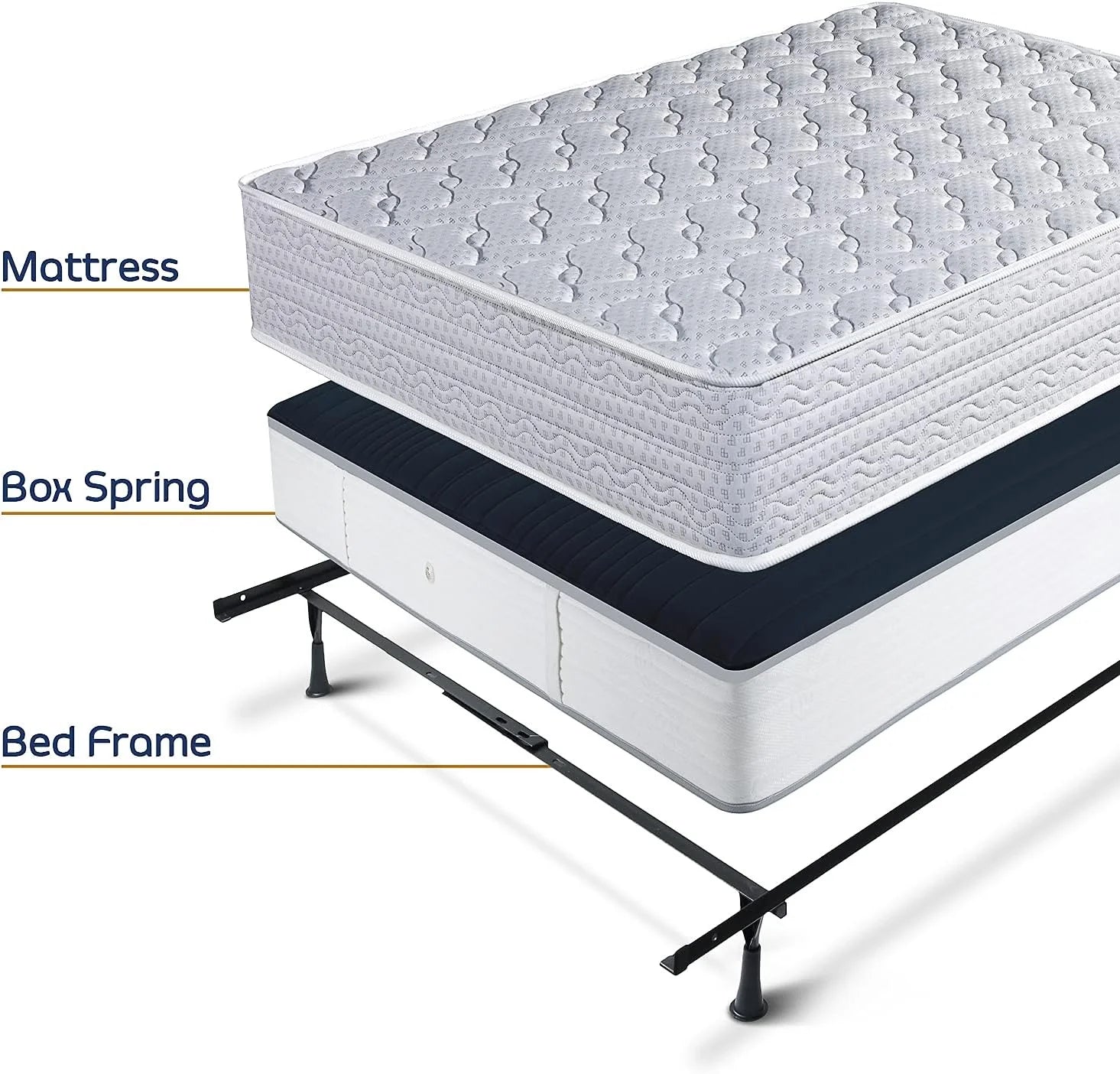 Adjustable Bed Base - Heavy Duty Steel Bed Frame, Metal Bed Frame Expands To Full Bed Rails, Full/Queen Bed Frame - 5.25” H Bed Frame , Universal Headboard Brackets, Black