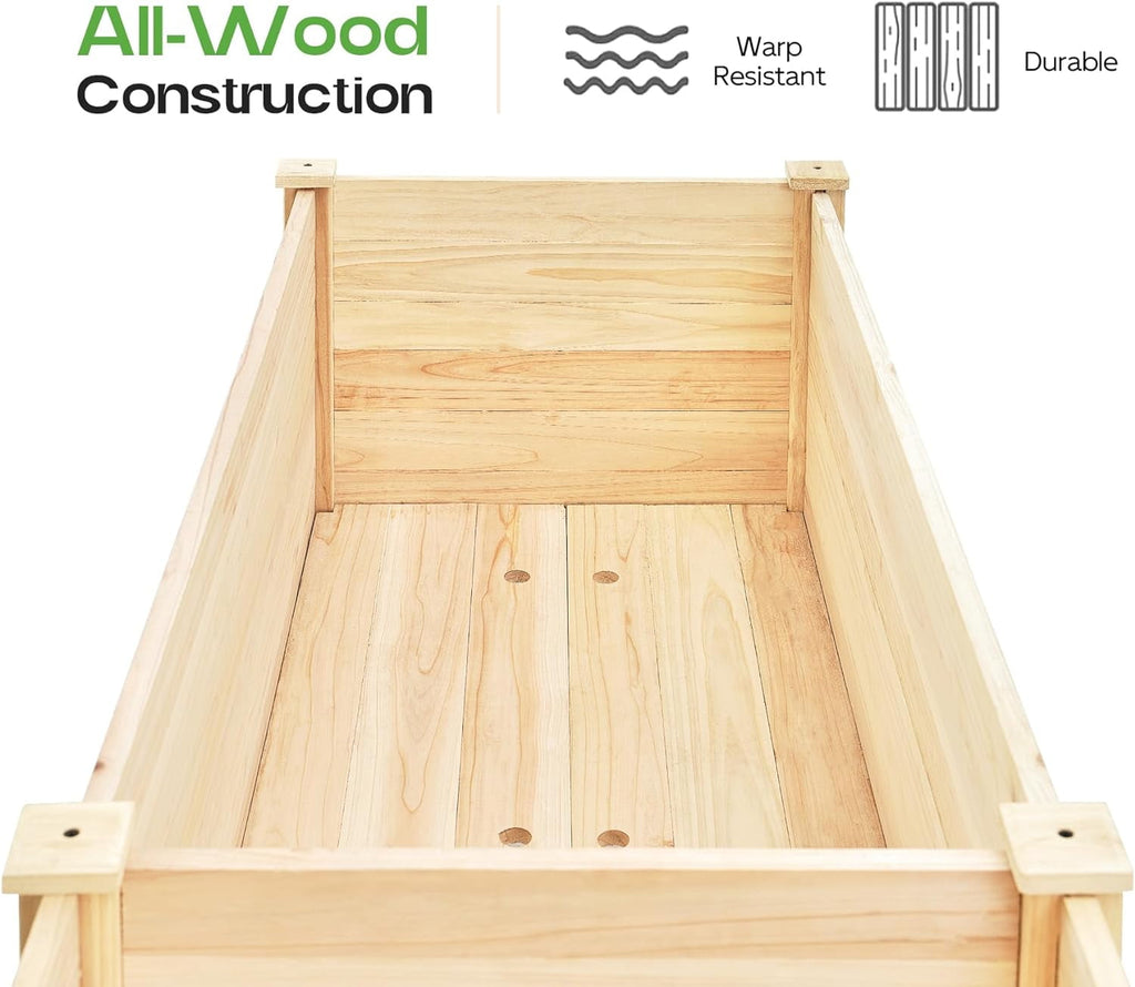 AMERLIFE Raised Garden Bed 4x2x2.6 ft Large Capacity Planter with Drain Hole for Growing Plants