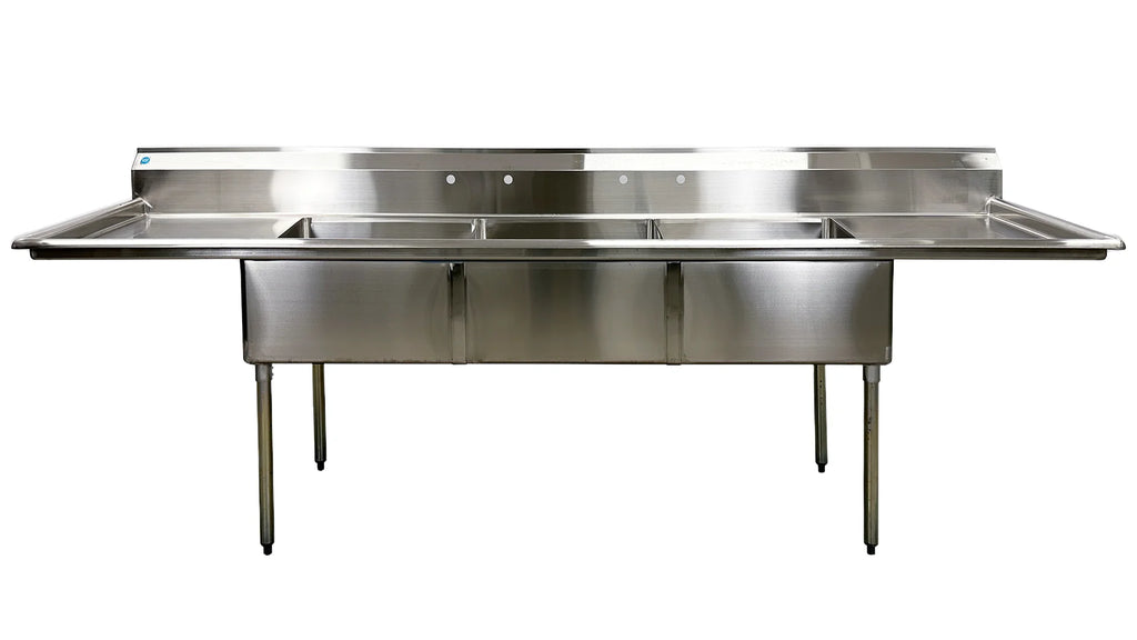 120 in. Stainless Steel 3 Compartment Sink, Freestanding Commercial Sink, NSF Certified