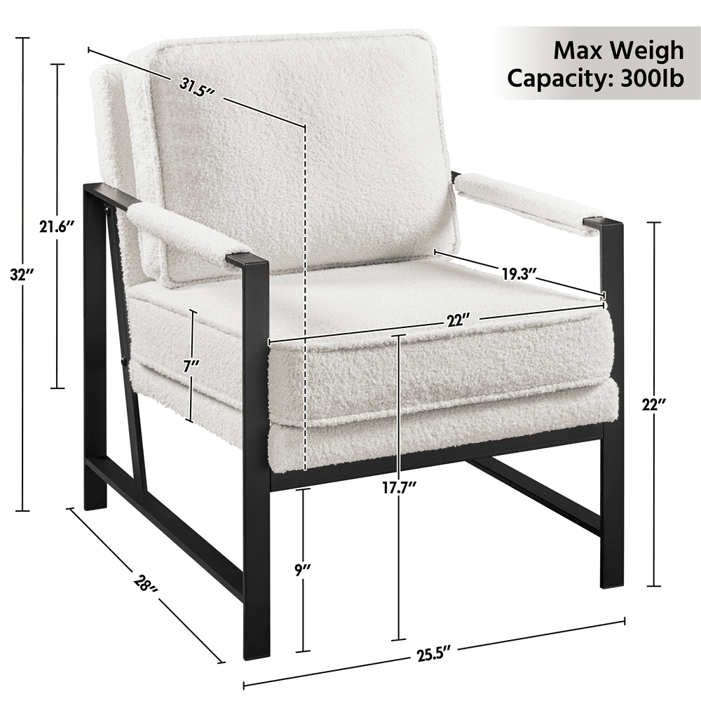 Alden Design Mid-Century Modern Accent Chair with Metal Frame, Brown Faux Leather