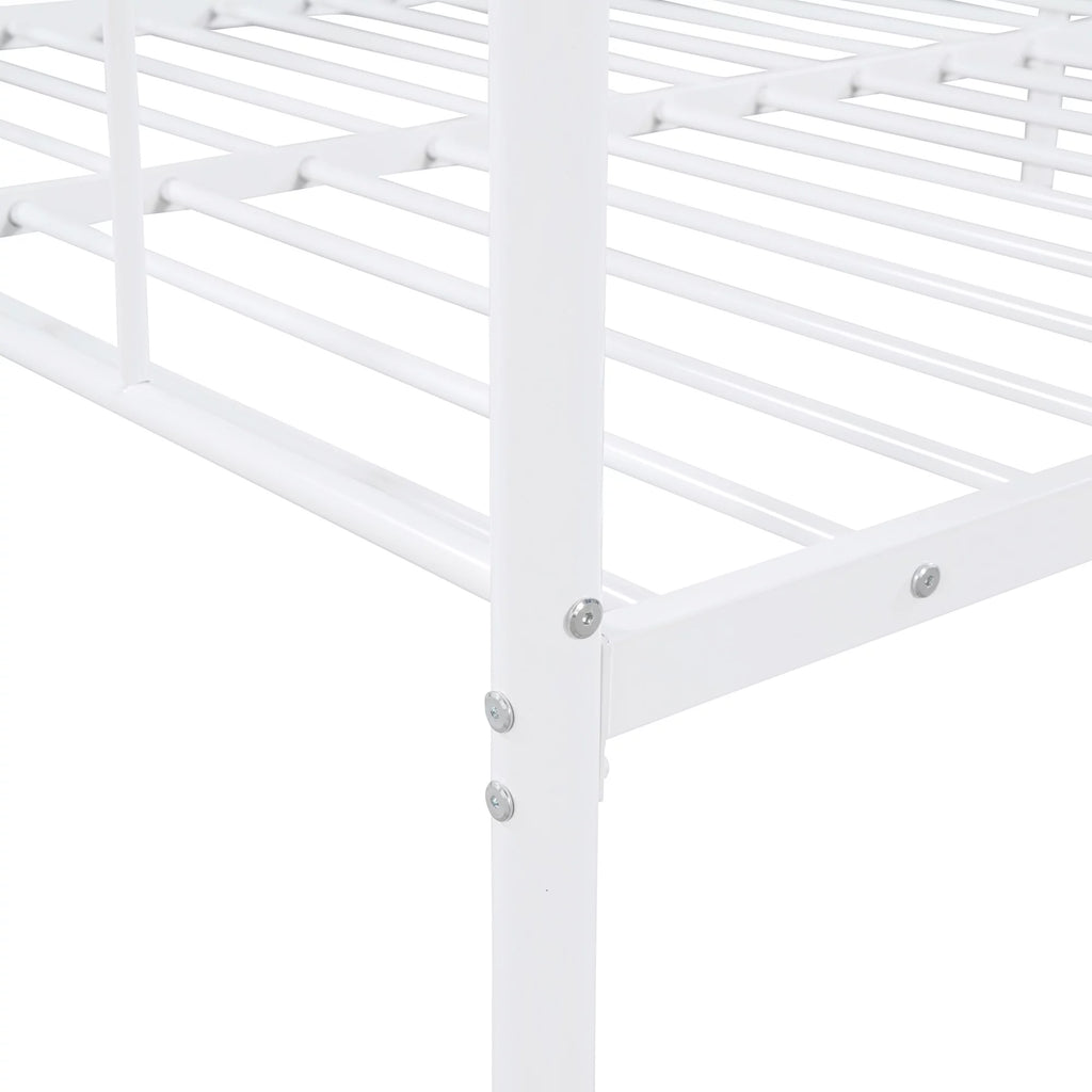 Bellemave Full Size Metal Daybed with Twin Size Adjustable Trundle,Portable Folding Trundle,Heavy-Duty Steel Daybed Frame with Pull Down Trundle Bed Space Saving Design(White)