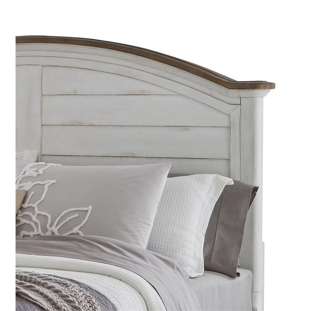 American Woodcrafters Meadowbrook Queen Arched Panel Headboard - White-washed