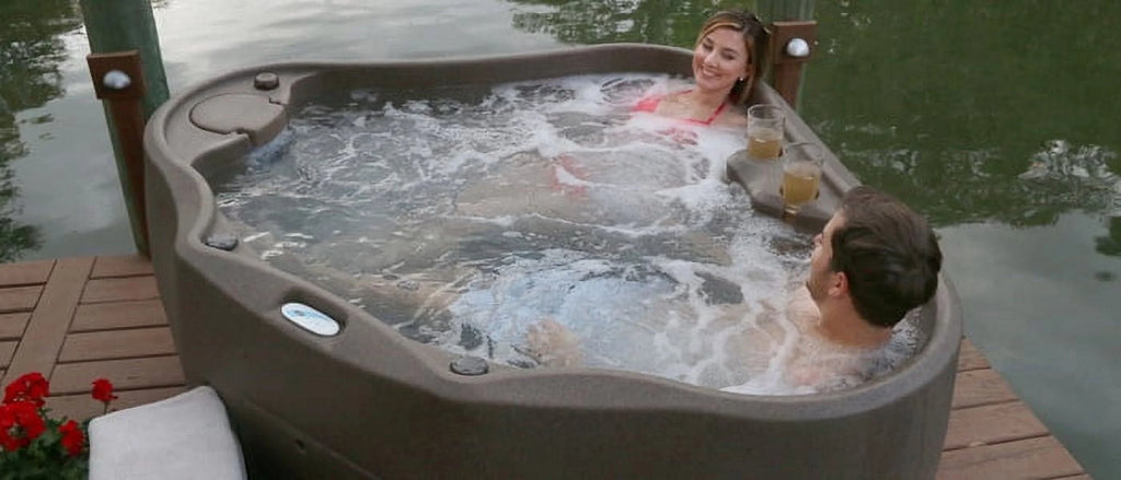 Aquarest Spas Powered By Jacuzzi® AR-300 Premium 2 Person - 20 Jet Oval Plug and Play Hot Tub with Ozonator - LED waterfall - 2hp pump - Brownstone