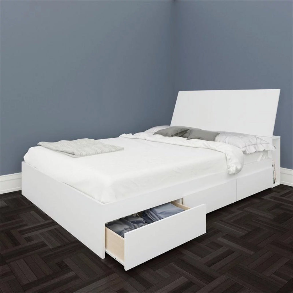 Atlin Designs Modern Wood 2 Piece Full Size Storage Bedroom Set in White