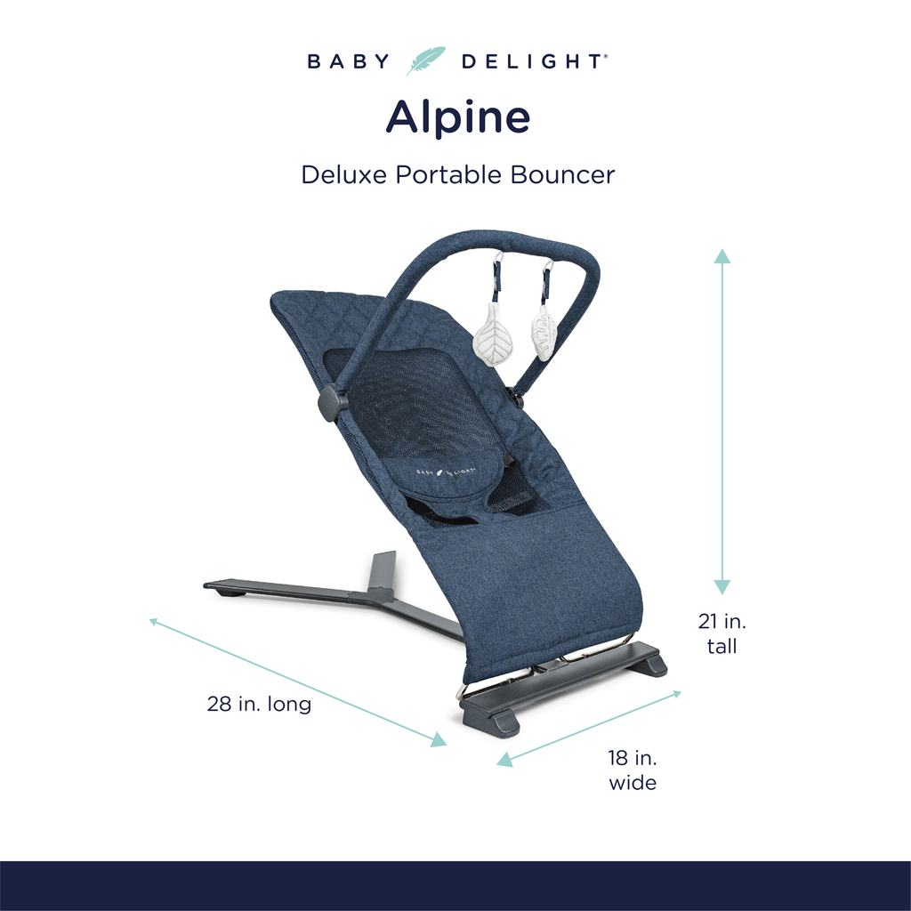 Baby Delight Alpine Deluxe Portable Infant Bouncer - for Use 0-6 Months- Quilted Indigo