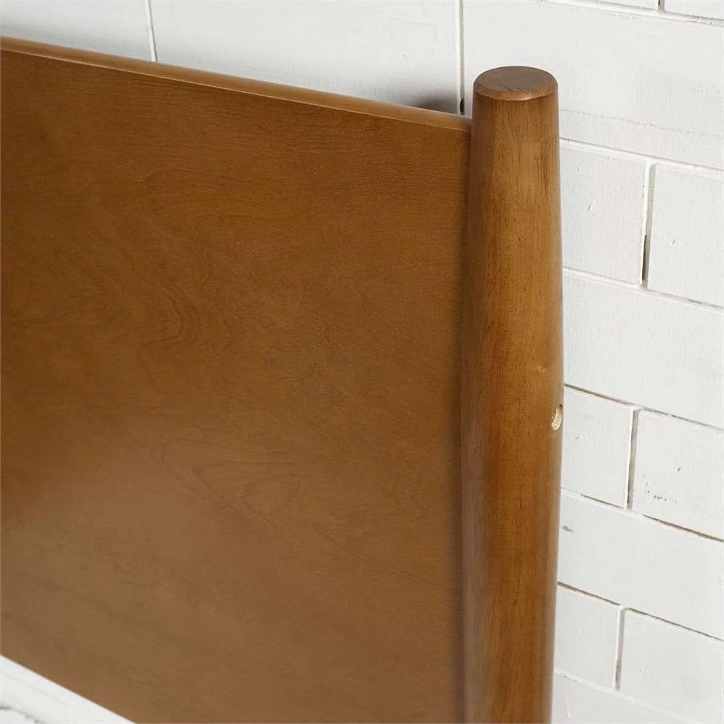 Allora Mid-Century Wood King Panel Platform Bed in Acorn Brown