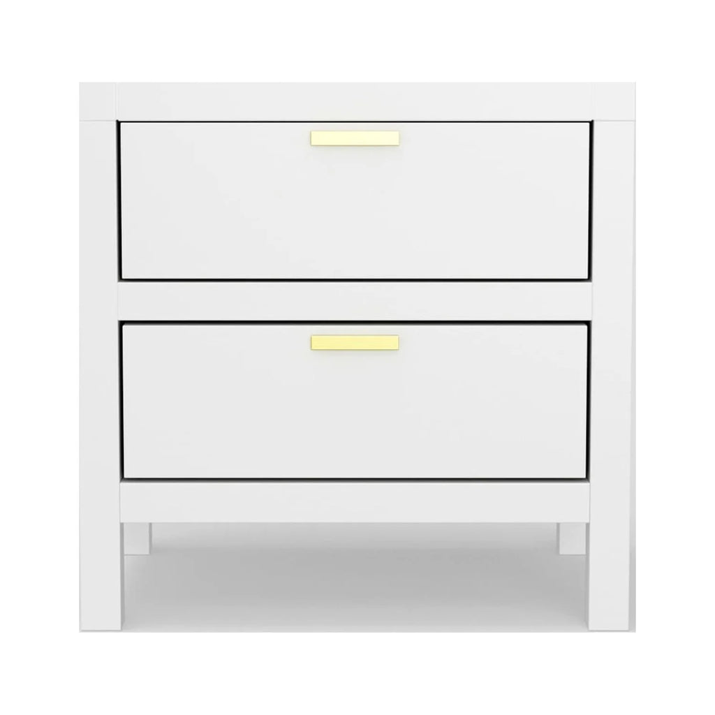 Alpine Furniture Carmel Wood 2 Drawer Nightstand in White