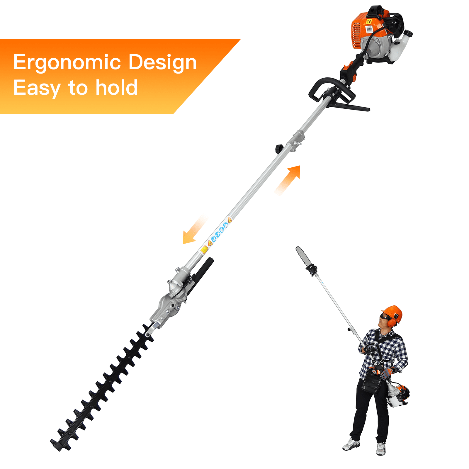 10 in 1 Weed Eater Grass Trimmer, Multi-Functional String Trimmer with Gas Pole Saw, Hedge Trimmer, Weed Trimmer, and Brush Cutter, 40"Extension Pole, Weed Eater for Patio Garden Lawn, 33CC 2-Cycle