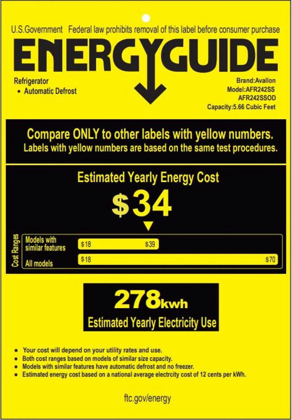 Avallon Afr242odlh 24" Wide 5.66 Cu. Ft. Built-In Compact Outdoor Refrigerator - Stainless