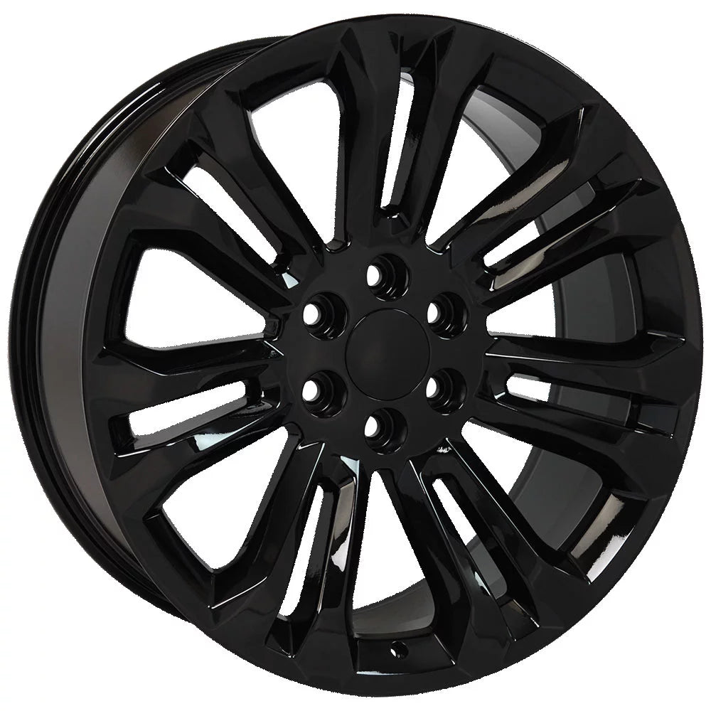 22 inch Black 5666 OE Wheels & Goodyear Tires Set Fit GM Trucks & Suv's - Silverado Style Rims