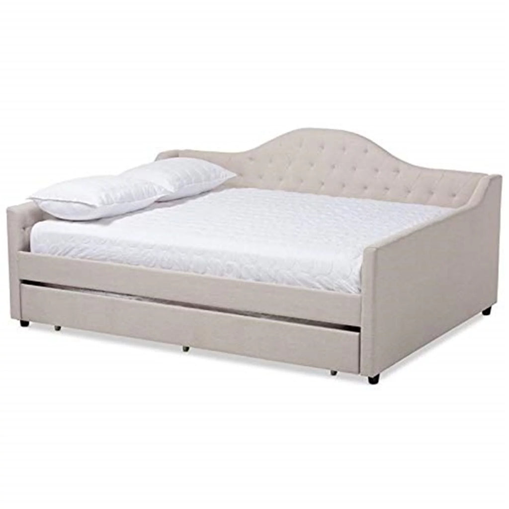 Baxton Studio Eliza Modern and Contemporary Fabric Upholstered Daybed with Trundle