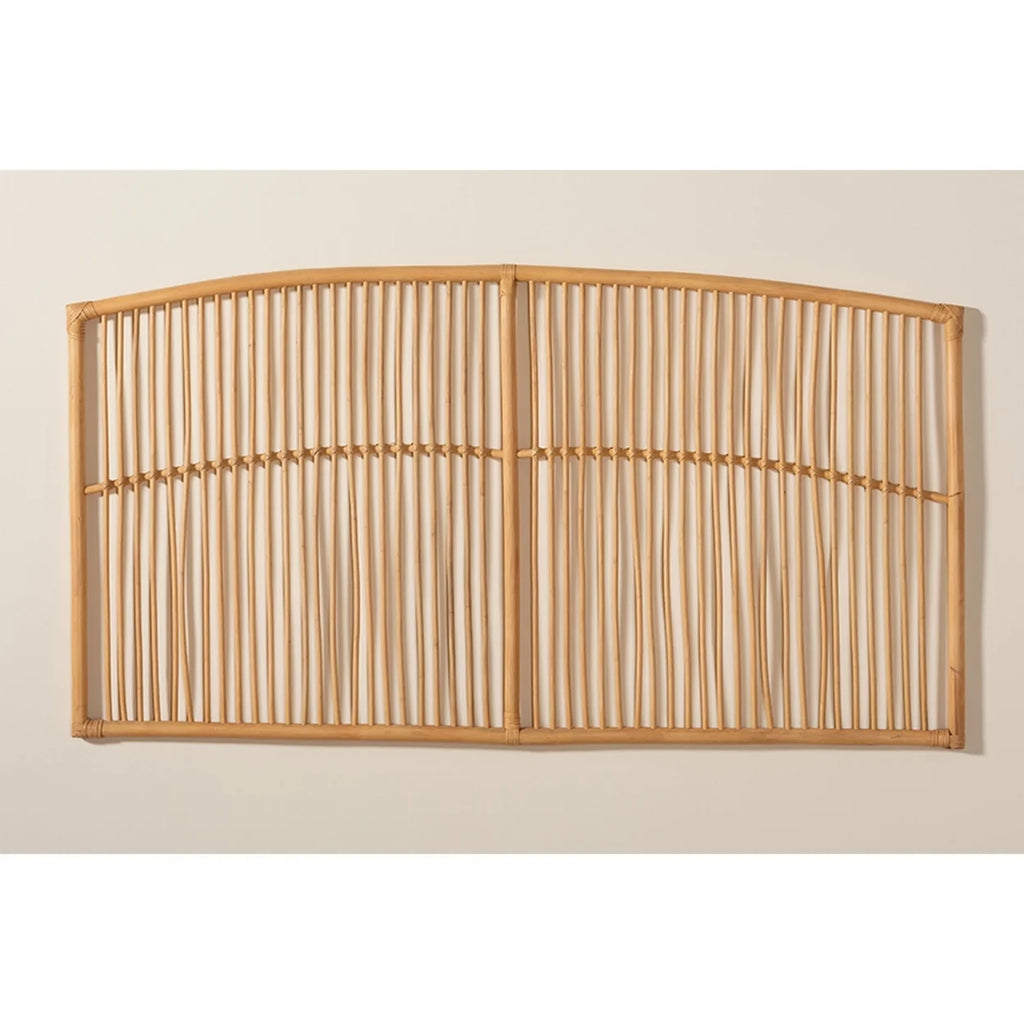 Baxton Studio Malvina Modern Bohemian Natural Brown Rattan Queen Size Wall-mount Headboard