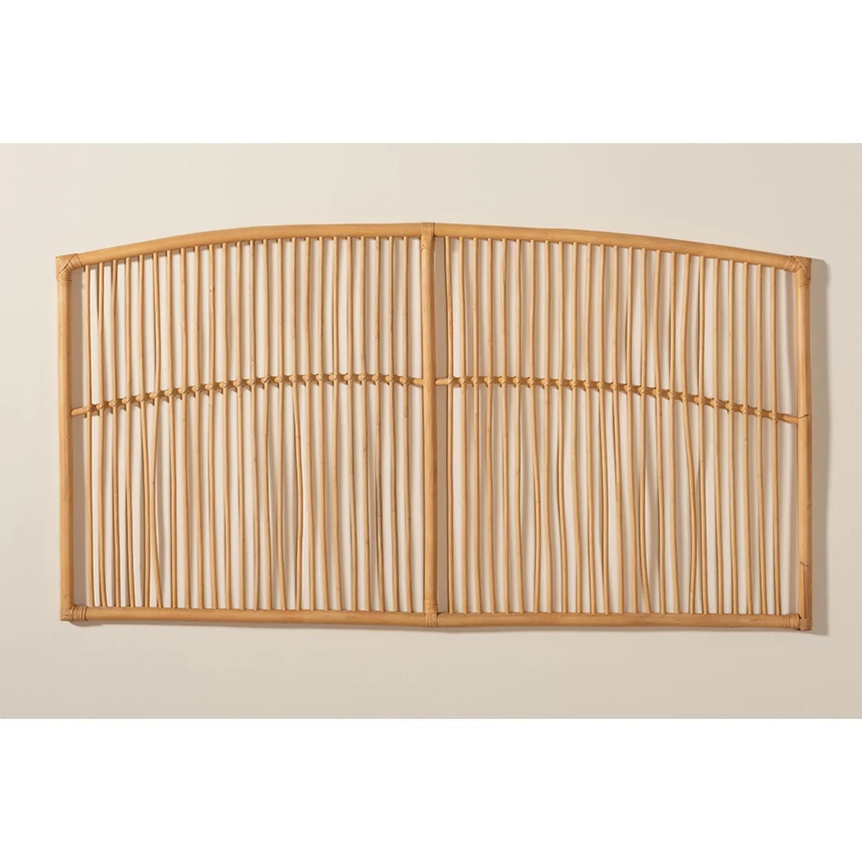 Baxton Studio Malvina Modern Bohemian Natural Brown Rattan Queen Size Wall-mount Headboard