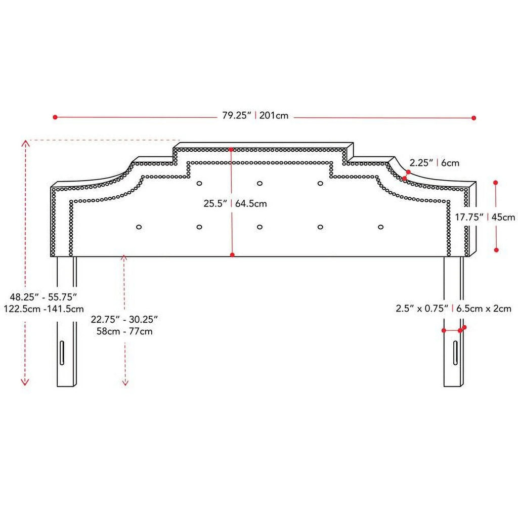 Atlin Designs Crown Silhouette Tufted Modern Fabric King Headboard in Light Gray