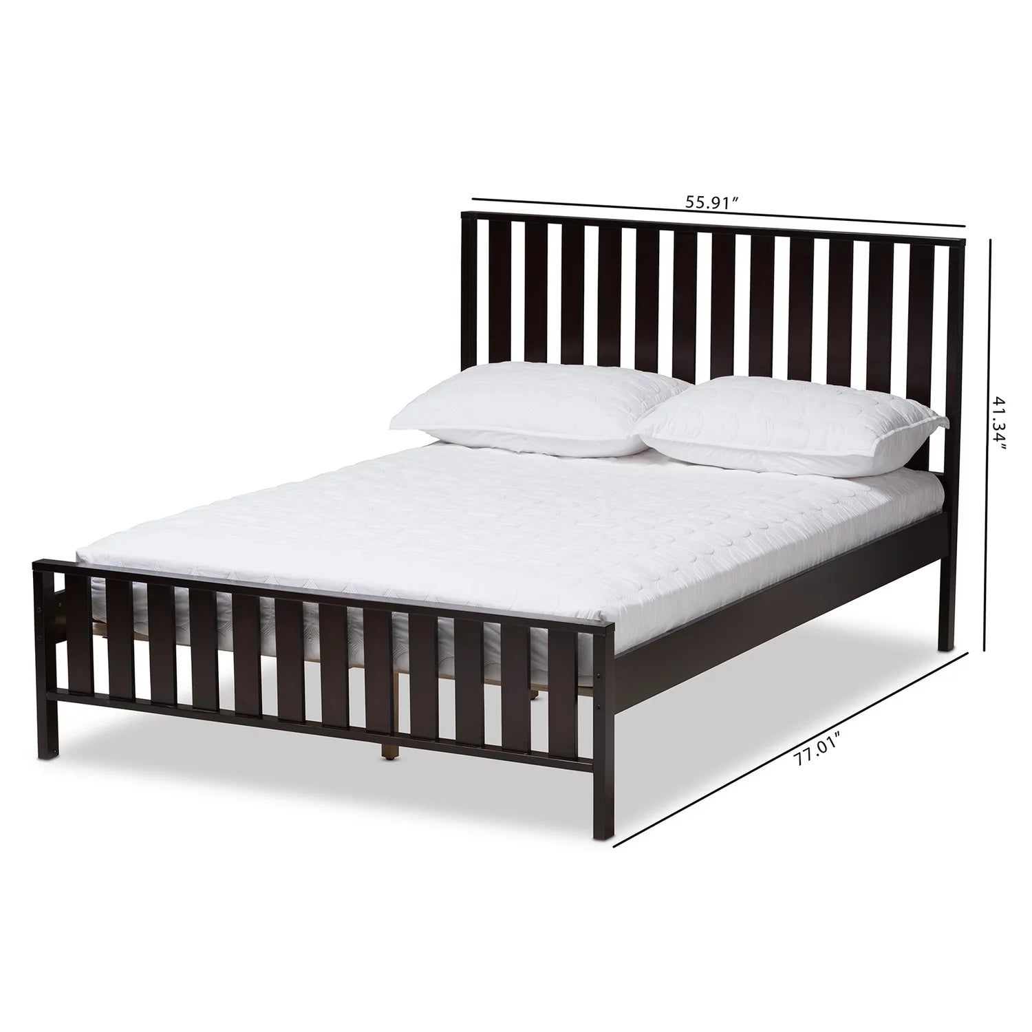 Baxton Studio Harlan Modern Classic Mission Style Dark Brown-Finished Wood Full Platform Bed-Color:Brown,Finish:Dark Wood,Material:Rubber Wood/Poplar,Quantity:1,Size:Full,Style:Mission