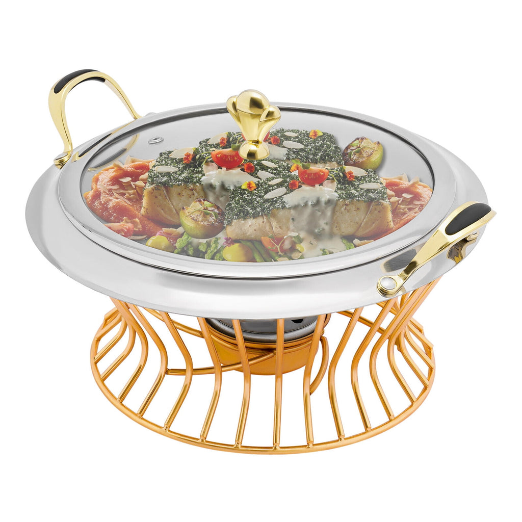 2L / 2.11qt Stainless Steel Chafing Dish Buffet Chafer Food Warmer with Fuel Holder for Family Gatherings, Dormitories, Banquets