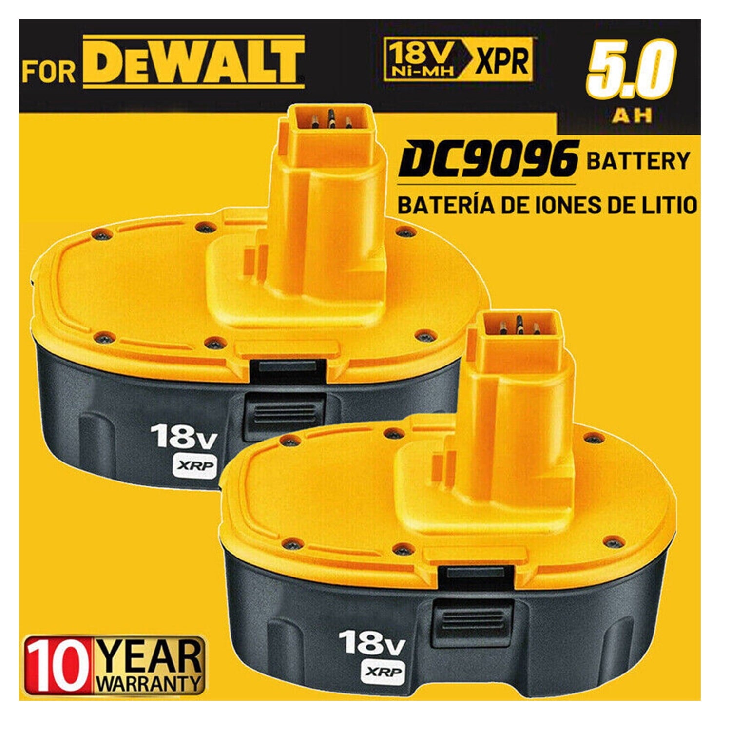 2Pack 18V Battery for Dewalt 18 Volt XRP Battery DC9096-2 DC9098 DC9099 DW9096