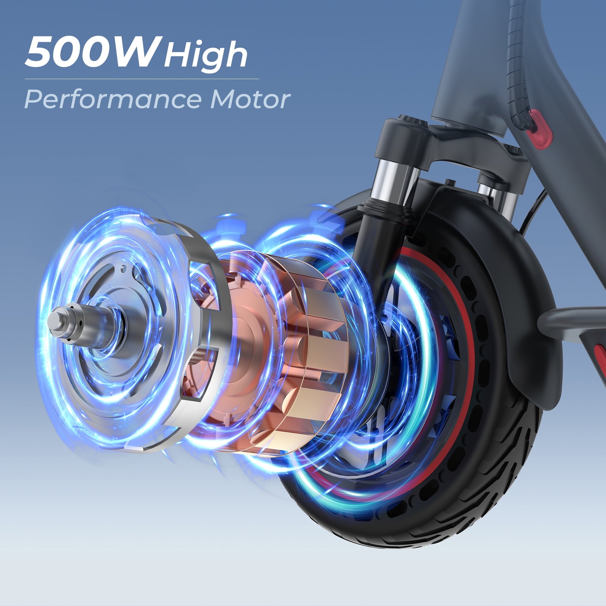 AOVOPRO TMAX 500W 10' Foldable Electric Scooter, 21 mph Top Speed with Dual Braking System and Shock Absorption