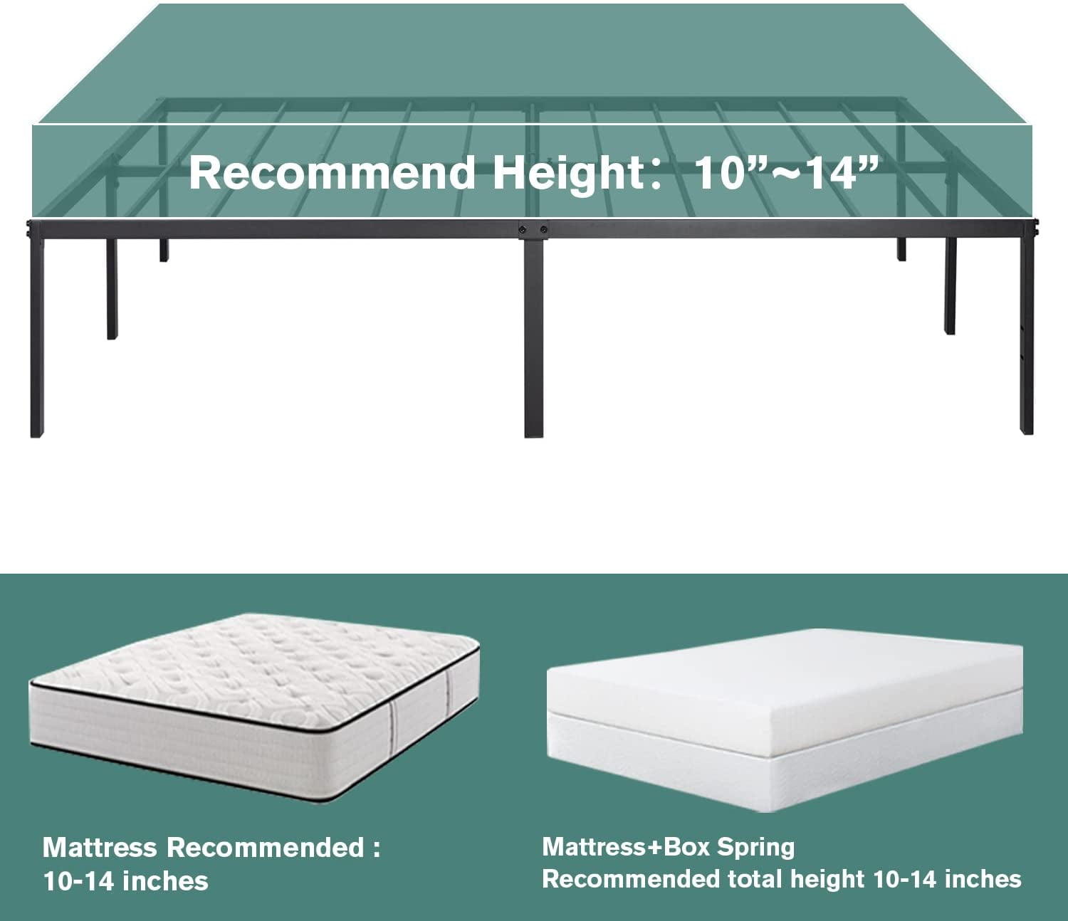 Amolife Heavy Duty Full Size Metal Platform Bed Frame with 16.5'' Large Under Bed Storage Space