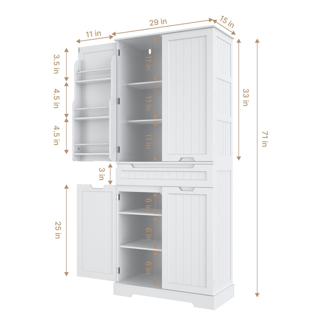 Aiho 47" H Kitchen Pantry Cabinet with 2 Doors and 2 Drawers, Solid & Sturdy, Storage Cabinet for Entryway, Kitchen - White
