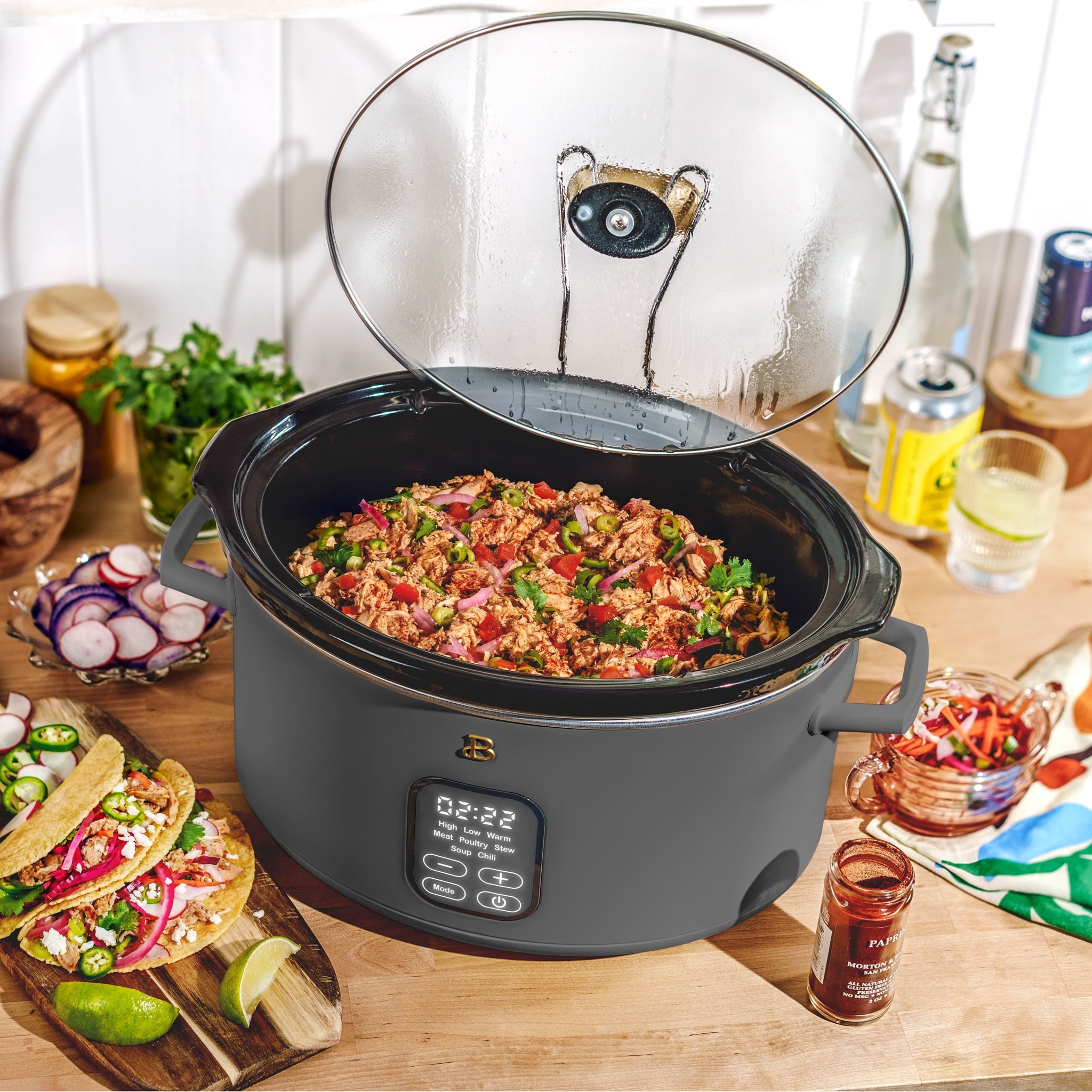 Beautiful 6 Qt Programmable Slow Cooker, White Icing by Drew Barrymore