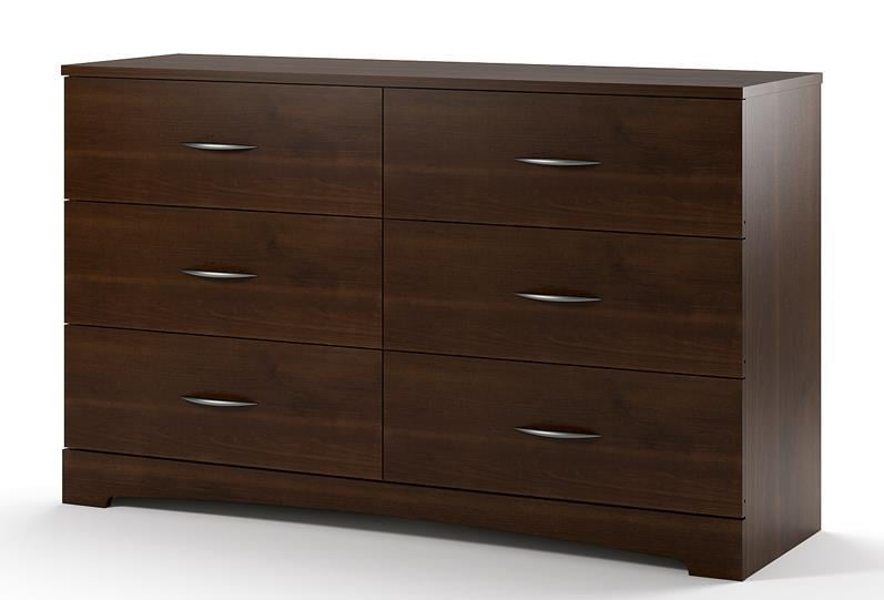 Ameriwood Home Lennon Tall 5 Drawer Dresser, Medium Brown and Faux Rattan